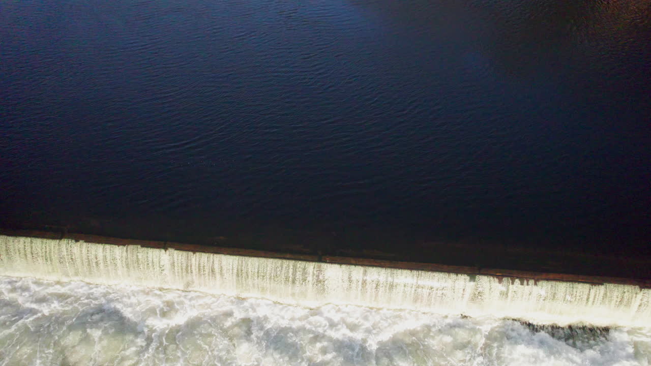 Low drone flight over the Pawtucket dam