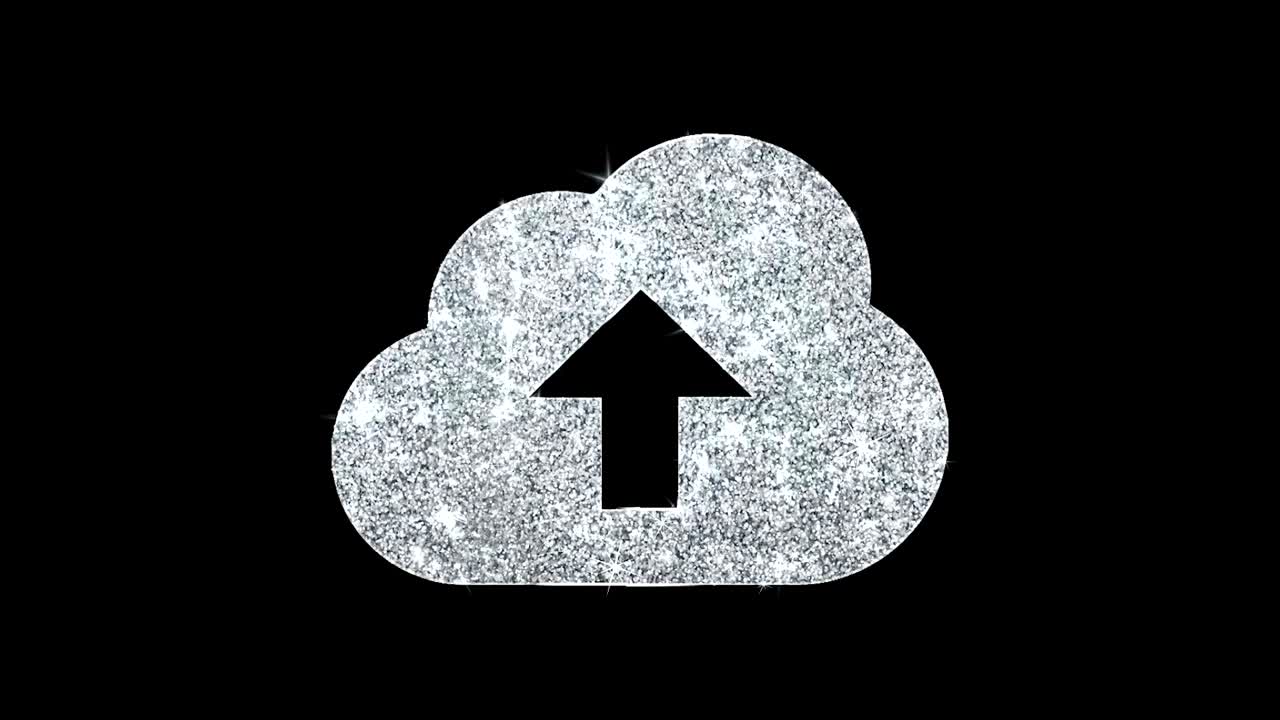 Cloud upload  Glitch Icon Shining Glitter Loop Blinking Particles .