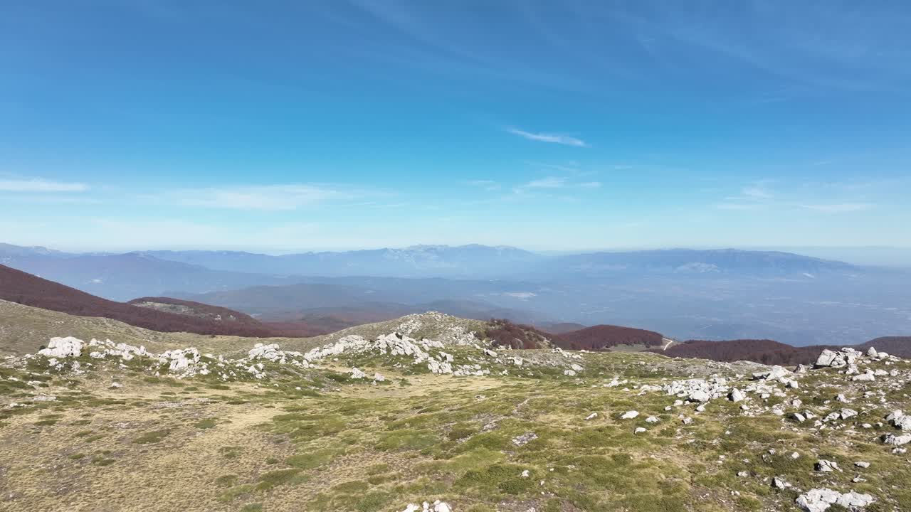 Frontal traveling on one of the highest points of Mount Vermio, Greece.