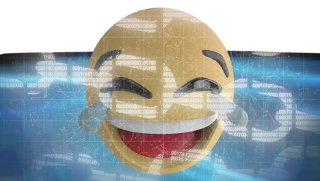 animazione di icone emoji su elaborazione dei dati e reti di connessioni