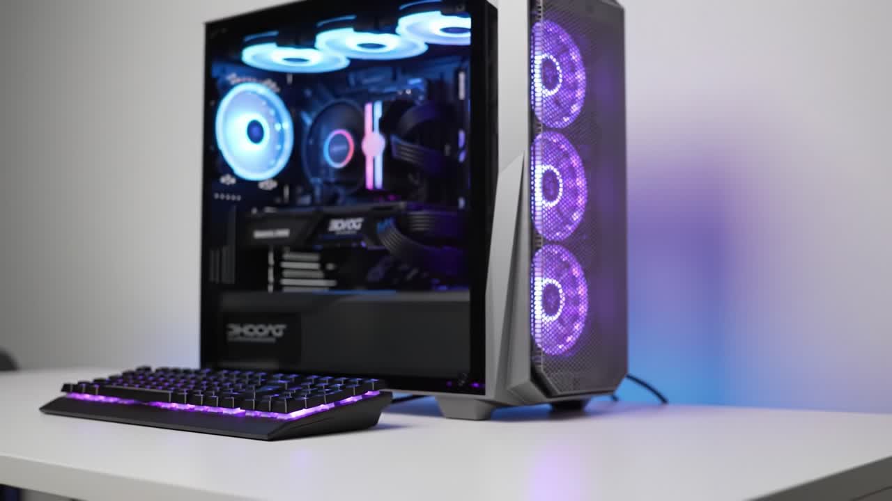 High-Performance Gaming PC Setup with RGB Lighting and Sleek Design Showcasing Powerful Components for Optimal Performance and Aesthetic Appeal