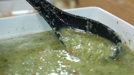 salsa de mermelada de mariscos al estilo tailandés, de cerca
