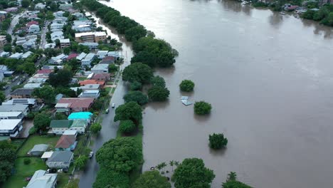 drone shot of flooded and underwater streets in west end, brisbane floods drone video 2022 qld aus