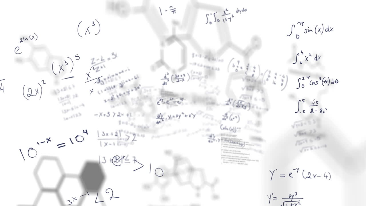 ⁇ 색 배경에 수학적 공식과 데이터 처리의 애니메이션