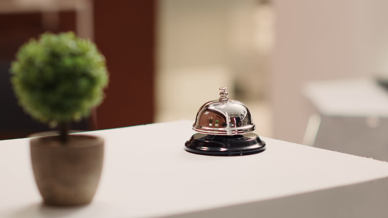 Close up of service bell on hotel desk
