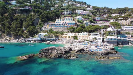 capri, italy - : faraglioni and island panorama from marina piccola beach