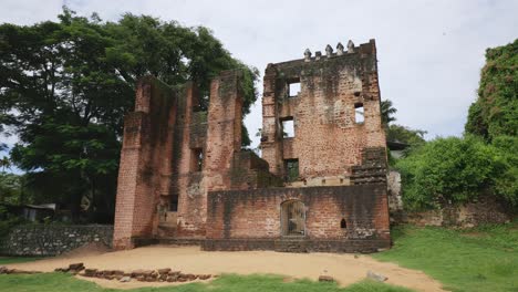 tilt down to the ruins of a portuguese colonial fort in kerala, india