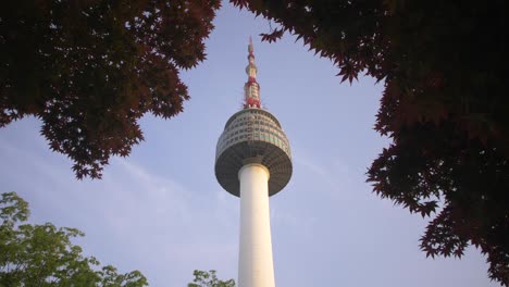 looking up at seoul tower