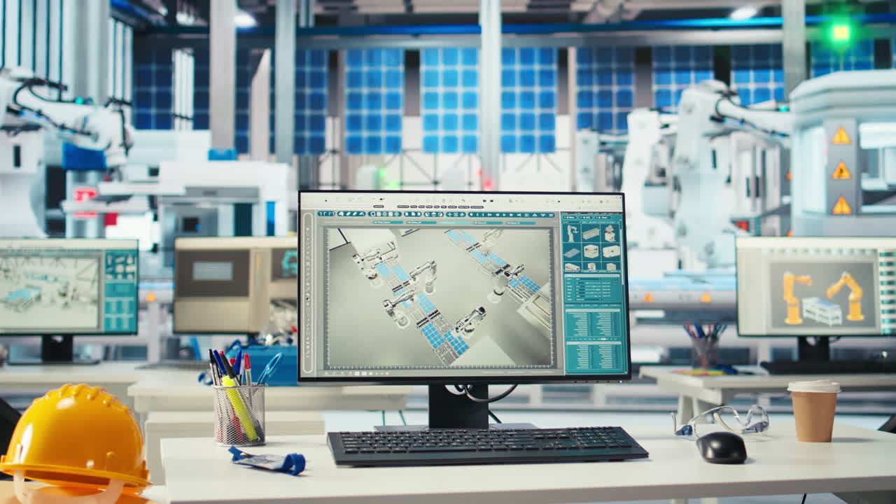 광전자 공장의 pc는 로 팔의 성능을 감독하는 데 사용됩니다.