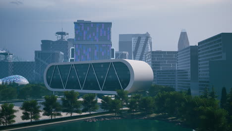 futuristic city skyline with modern buildings and skyscrapers