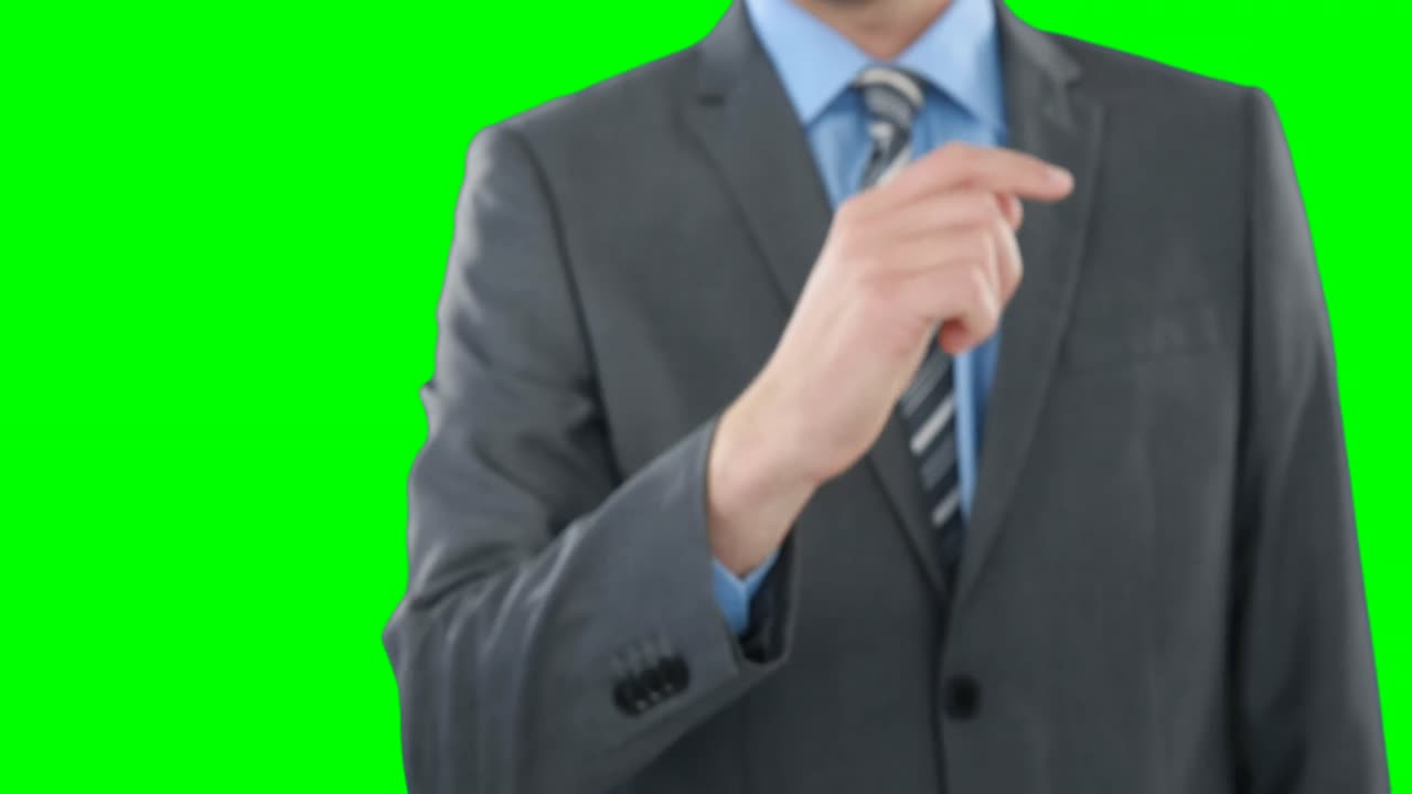 디지털 화면을 사용하는 사업가