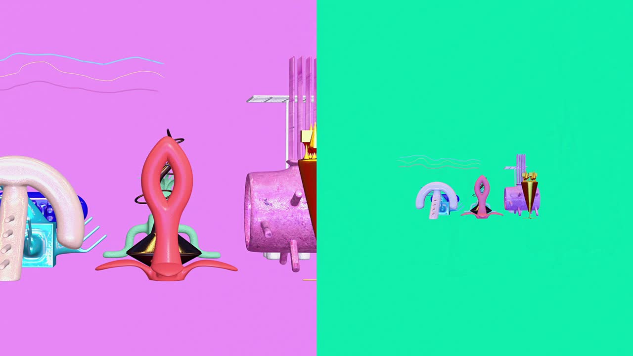 arte minimal 3d. objetos estilosos animados en el espacio de diseño geométrico. combinación de colores de moda, movimiento de bucle, video 4k.