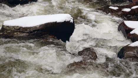 Río-En-Cámara-Lenta-Que-Fluye-Del-Lago-Perdido-En-Las-Montañas-Rocosas-De-Colorado,-De-Cerca