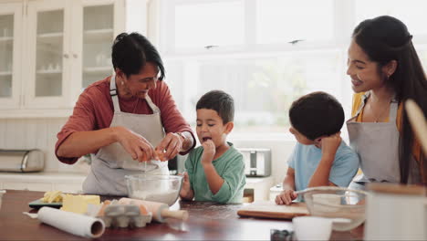 Grandmother,-mom-or-excited-children-baking