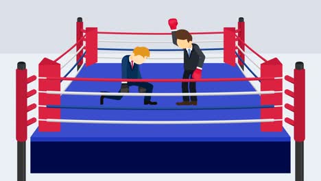 la batalla del hombre de negocios en guantes de boxeo. concepto de competencia de negocios. ilustración de bucle en estilo plano.