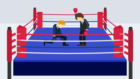 business man battle in boxing gloves. business competition concept. loop illustration in flat style.