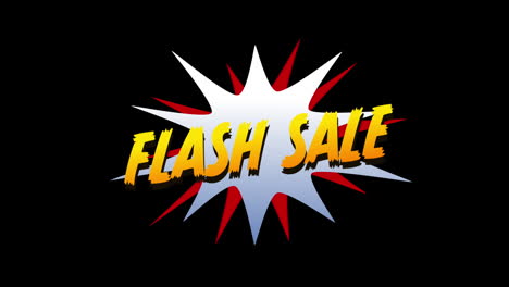 flash sale text in cartoon style explosion