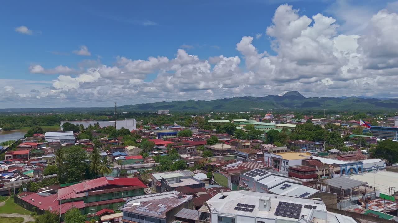 Establishing shot Butuan City Philippines, aerial right left sweep.