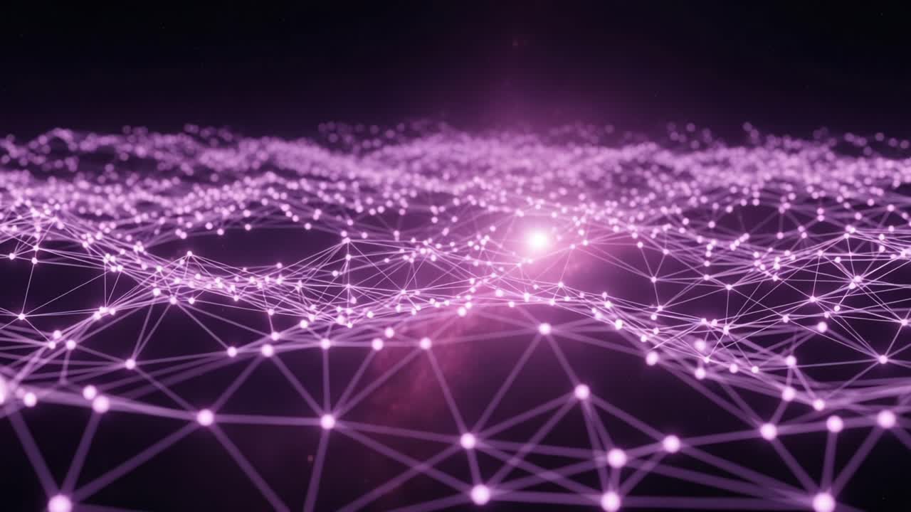 A Stunning Visualization of Interconnected Data Points in a Ethereal Network, Showcasing Vibrant Lighting and Dynamic Patterns in a Futuristic Setting