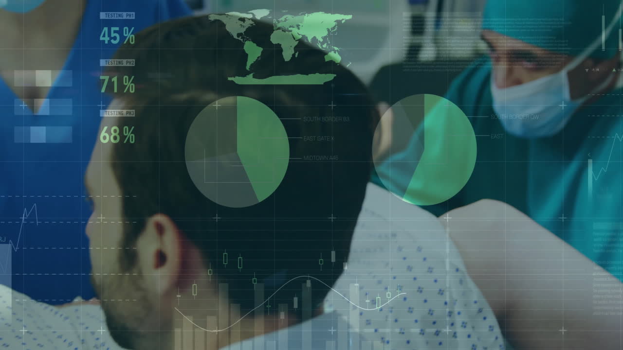 animación del procesamiento de datos en diversos cirujanos