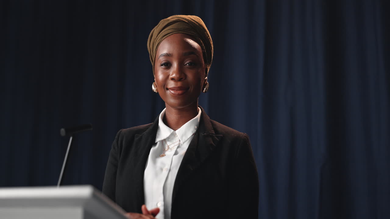 Businesswoman giving speech