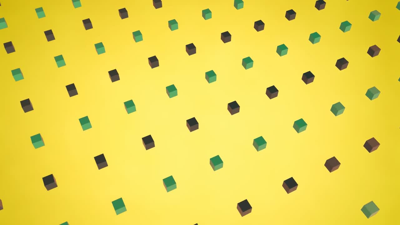 3d cuadrados verdes y púrpuras en movimiento