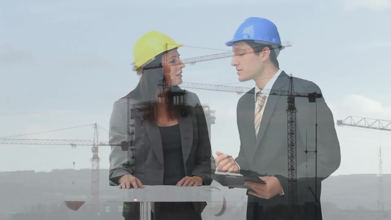 animación de diversos empresarios en el sitio de construcción