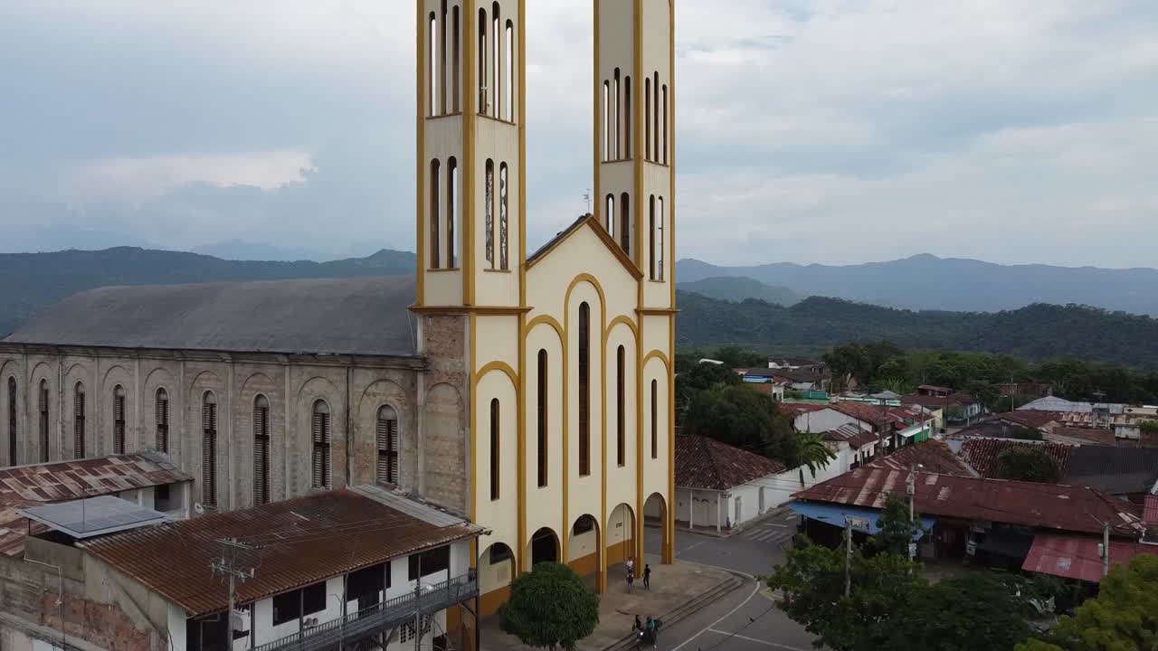 Aerial View of a Church in a Colombian Town