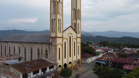 aerial view of a church in a colombian town