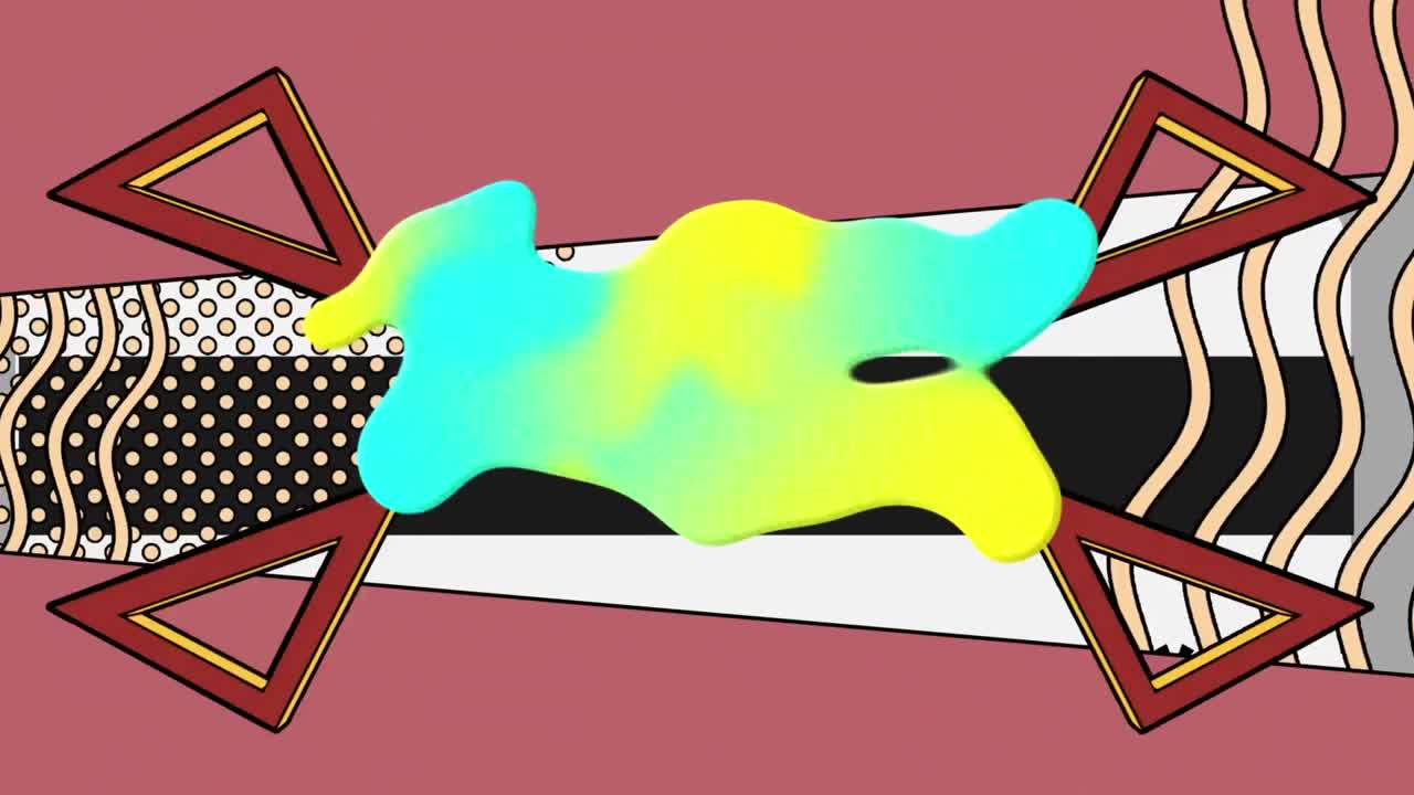 animación de manchas coloridas y formas geométricas sobre la tarjeta bancaria