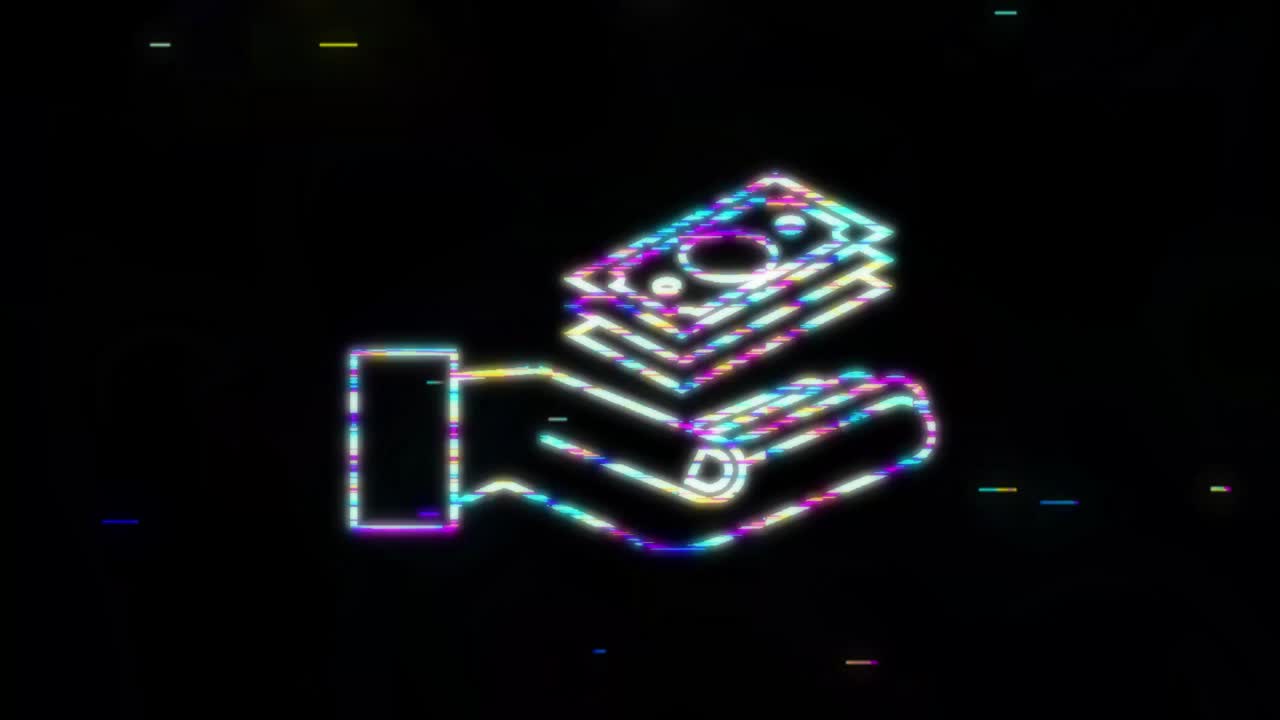 개념 디자인을위한 돈 손. 녹색 돈 지폐를 들고 있는 손. 모션 그래픽.