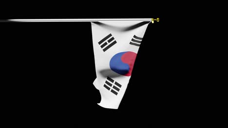 Ondeando-La-Bandera-De-Corea-Del-Sur-Contra-Un-Fondo-Negro-Sólido