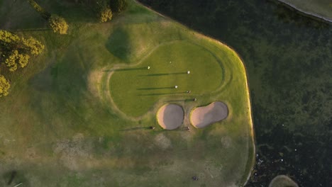 A-stationary-top-down-aerial-footage-of-a-golf-course-of-José-Jurado-Golf-Club-at-Buenos-Aires,-Argentina