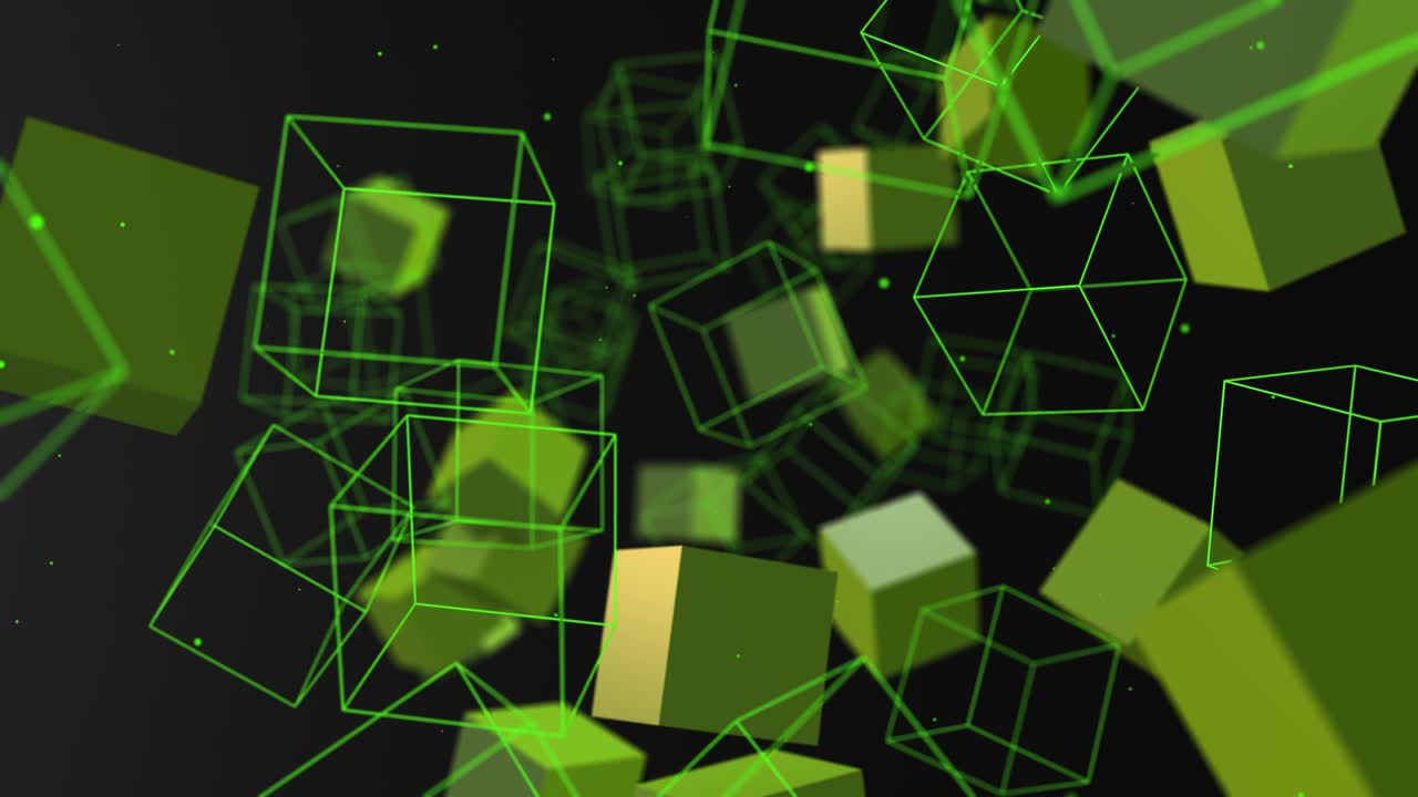 абстрактный летающий куб фон 4k