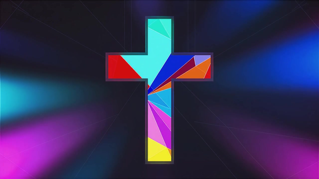 Croce Cristiana Luce Celestiale Sfondo per il Culto.