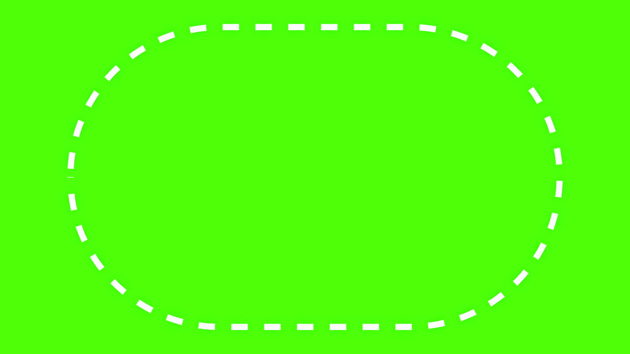 Animated White Dashed Oval Frame on Green Screen