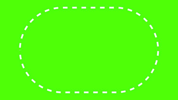 Animated White Dashed Oval Frame on Green Screen