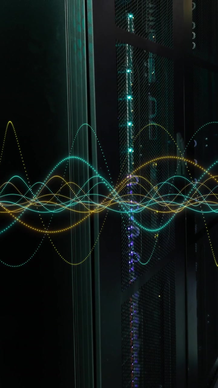 Animation of data processing against computer server room