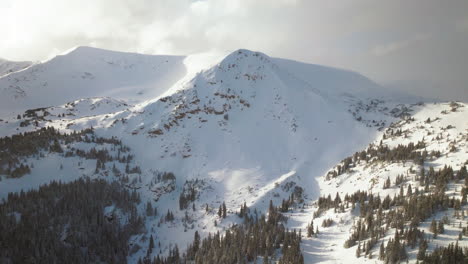 avalanche terrain berthoud pass winter park scenic landscape view aerial drone backcountry ski snowboard berthod jones afternoon colorado rocky mountains peaks forest upward motion