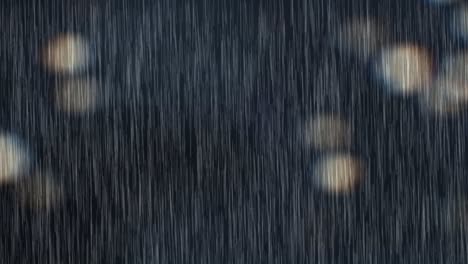 heavy rain, raindrops falling rain isolated on dark 4k loop background.