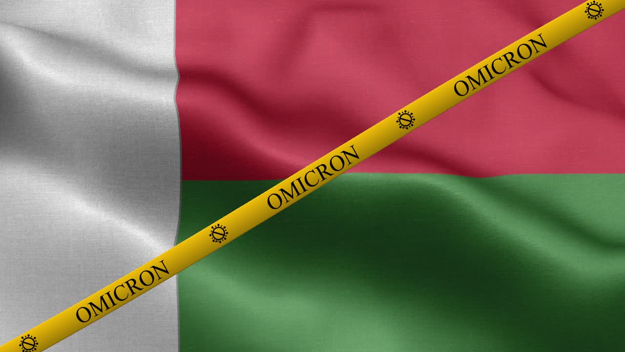 variante omicron y franja de prohibición en la bandera de madagascar - bandera de madagascar