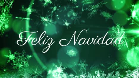 animation of felix navidad christmas greetings over snow on green background