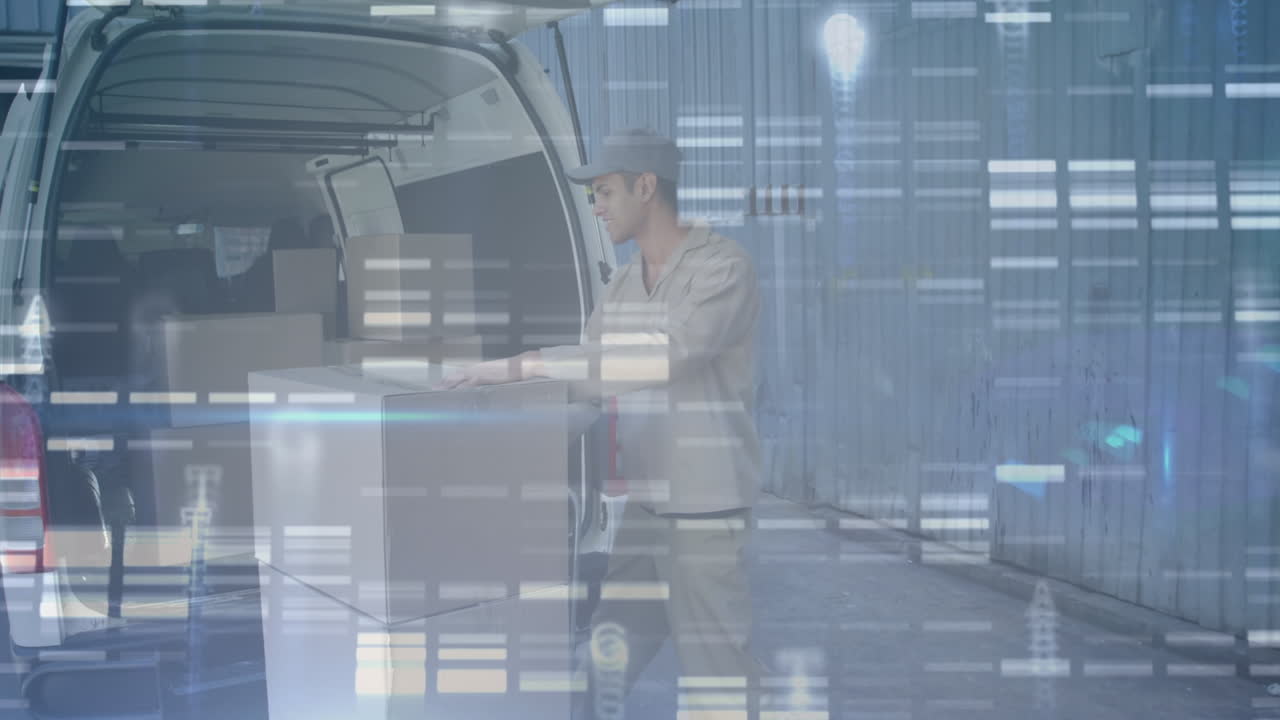 카우카시안 남성  ⁇ 리어에 대한 데이터 처리 애니메이션