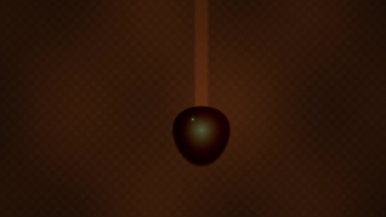 A Dark Sphere Swinging Like a Pendulum Against a Brown Background