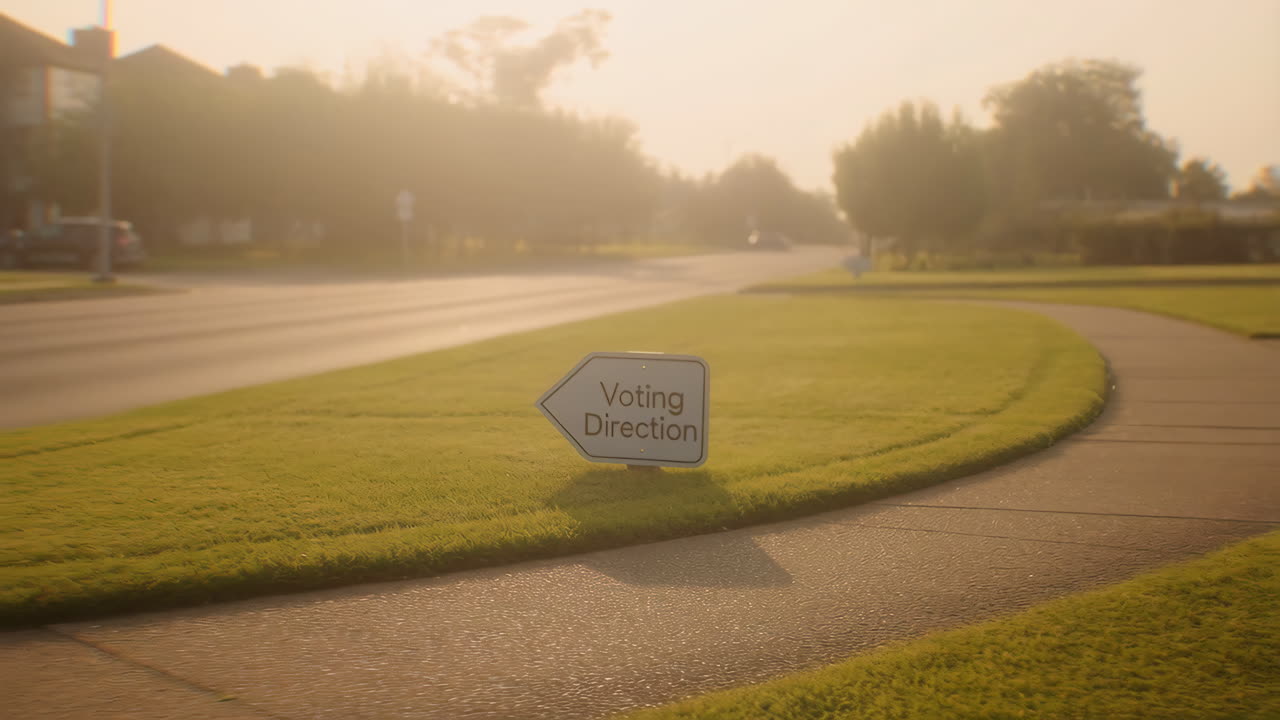 Voting Direction Sign on a Lawn