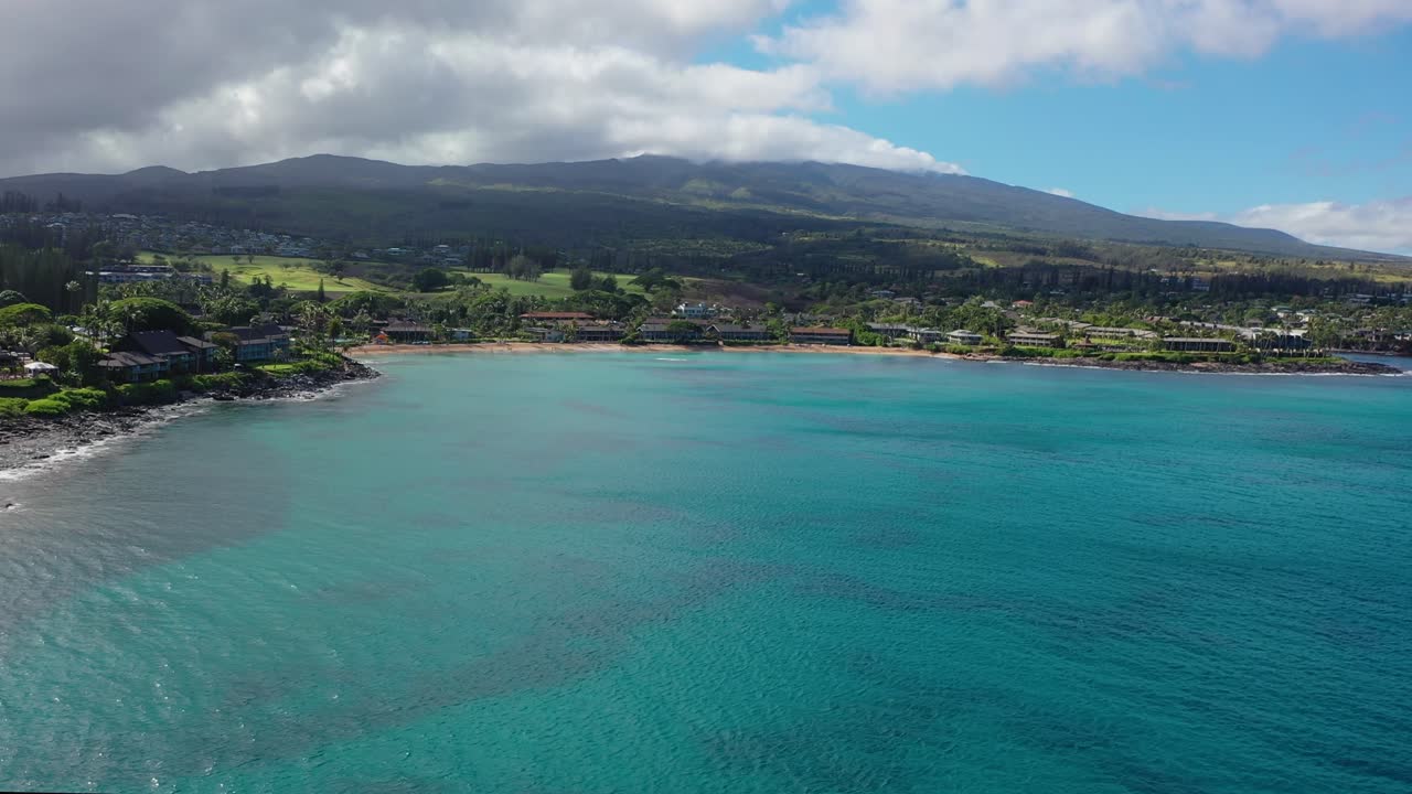 drone shot overlooking ocean and beaches