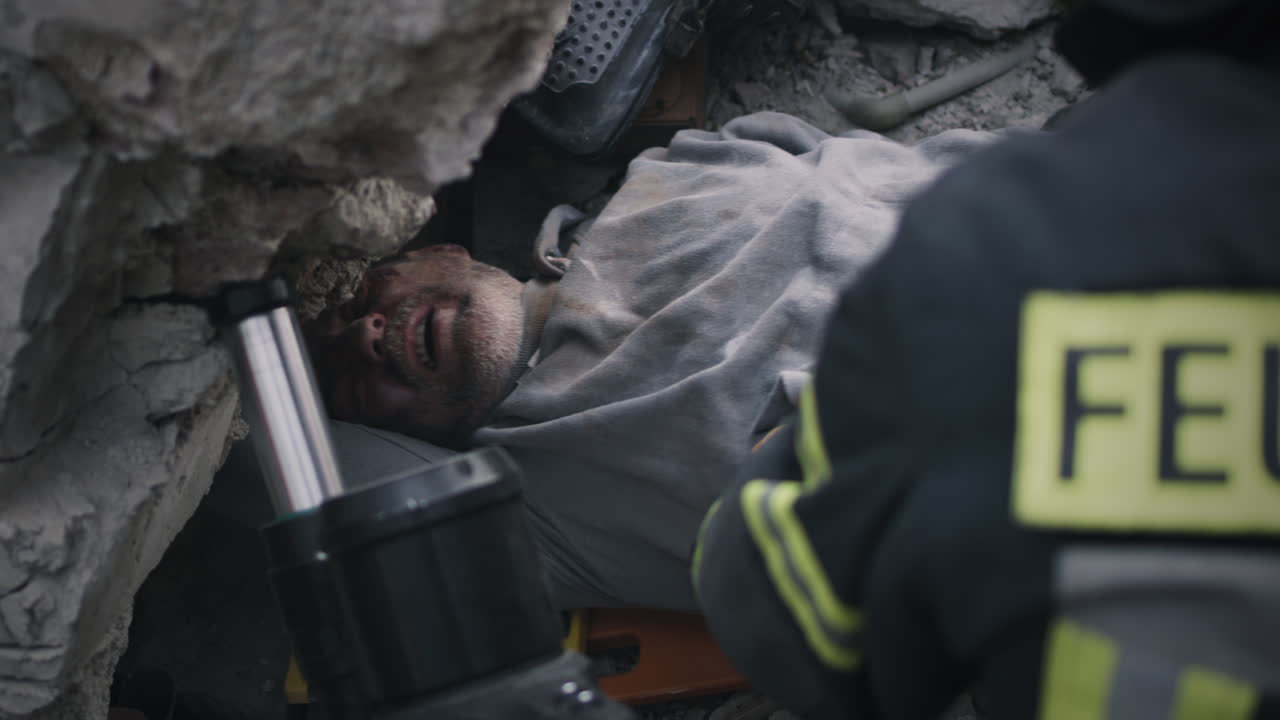 operación de rescate en un lugar de desastre