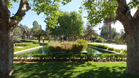 Ruhiger-Blick-Auf-Den-Teich-Im-Botanischen-Garten-Von-Rabat