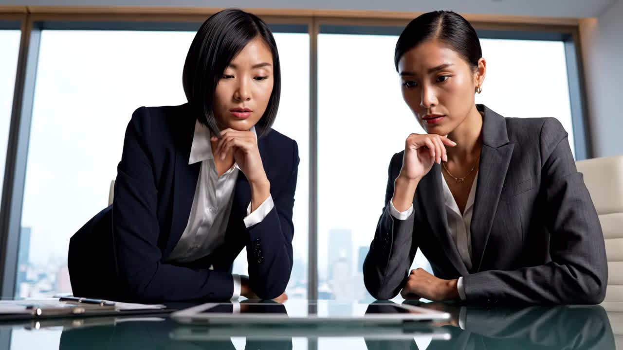 Businesswomen collaborating in the office using a tablet