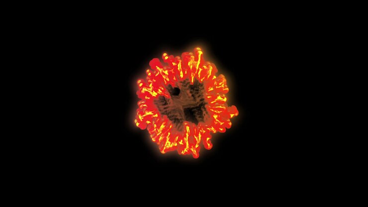 Abstract Red and Orange Smoke Explosion on Black Background